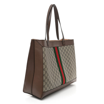 Gucci GG Supreme Monogram Web Ophidia Tote Brown 4 of 10