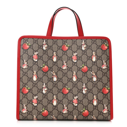 Gucci X Peter Rabbit GG Supreme Monogram Rabbit Apple Childrens Tote Beige Ebony Multicolor Bright Hibiscus 1 of 10