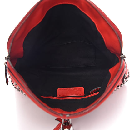 Alexander McQueen Calfskin Studded Padlock Skull Fold Over Clutch Red 8 of 10