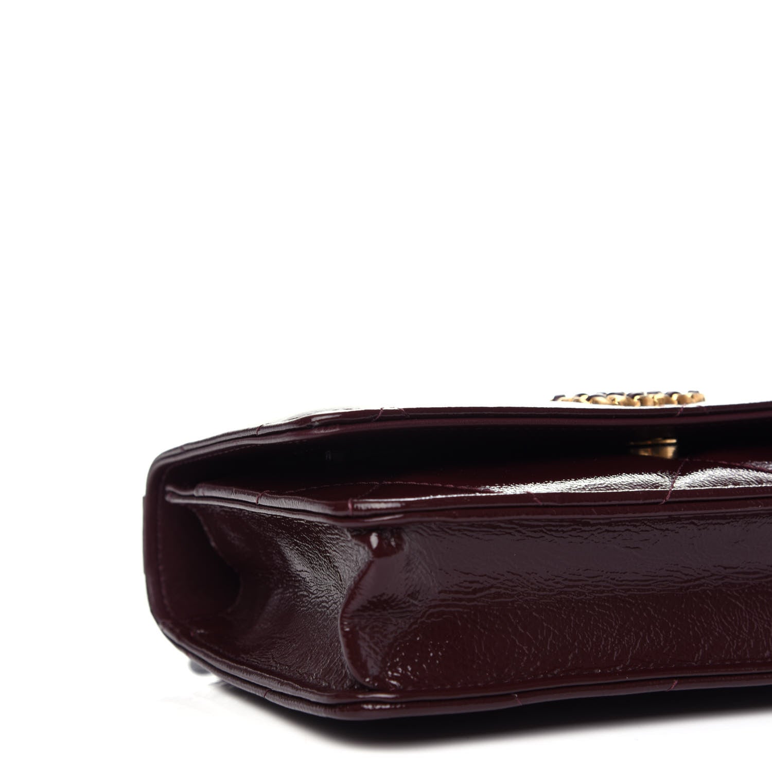 Chanel Shiny Crumpled Calfskin Quilted 19 Wallet On Chain WOC Burgundy 5 of 11