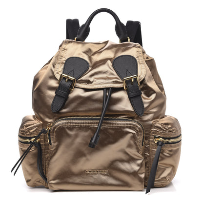 Burberry Metallic Satin Nylon Medium Rucksack Backpack Gold 1 of 8
