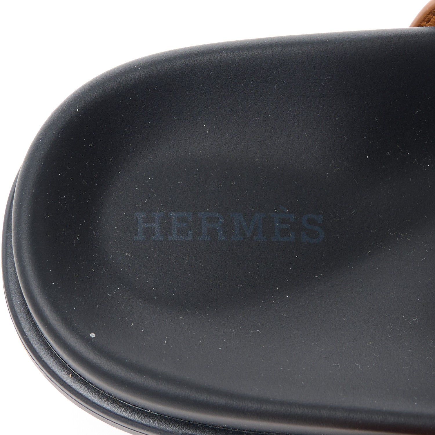 Hermes Calfskin Womens Chypre Sandals 36.5 Gold 7 of 9