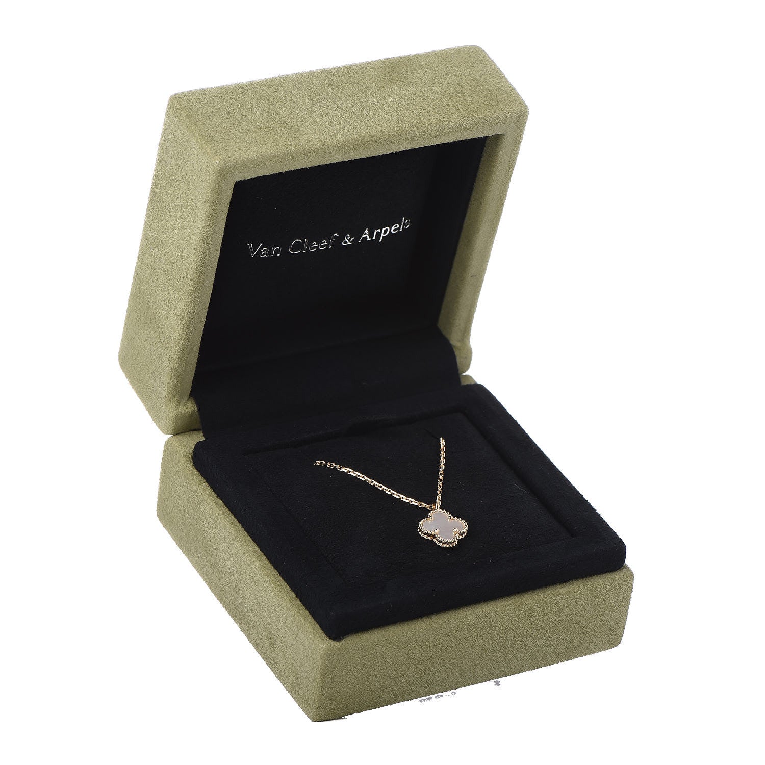 Van Cleef & Arpels 18K Yellow Gold Mother of Pearl Sweet Alhambra Pendant Necklace 7 of 7
