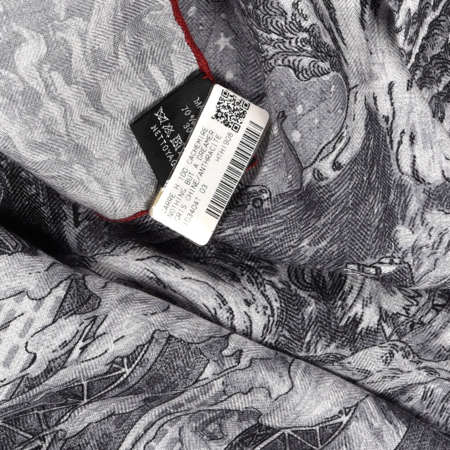 Hermes Cashmere Silk Nothing But A Dreamer Scarf 100 Gris Chine Anthracite 5 of 5