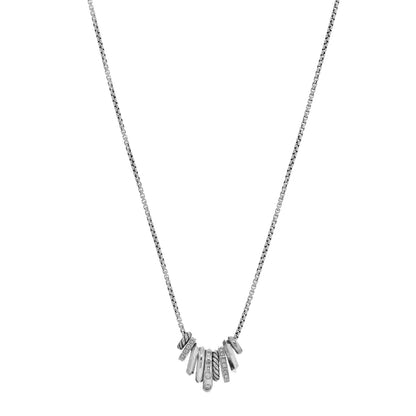 David Yurman Sterling Silver Diamond Stax Rondelle Pendant Necklace 1 of 4
