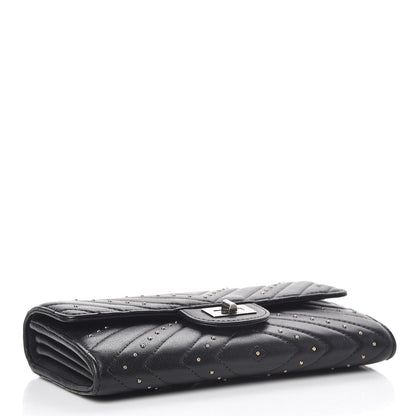 Chanel Sheepskin Chevron Quilted Studded Reissue Flap Wallet Black 4 of 9