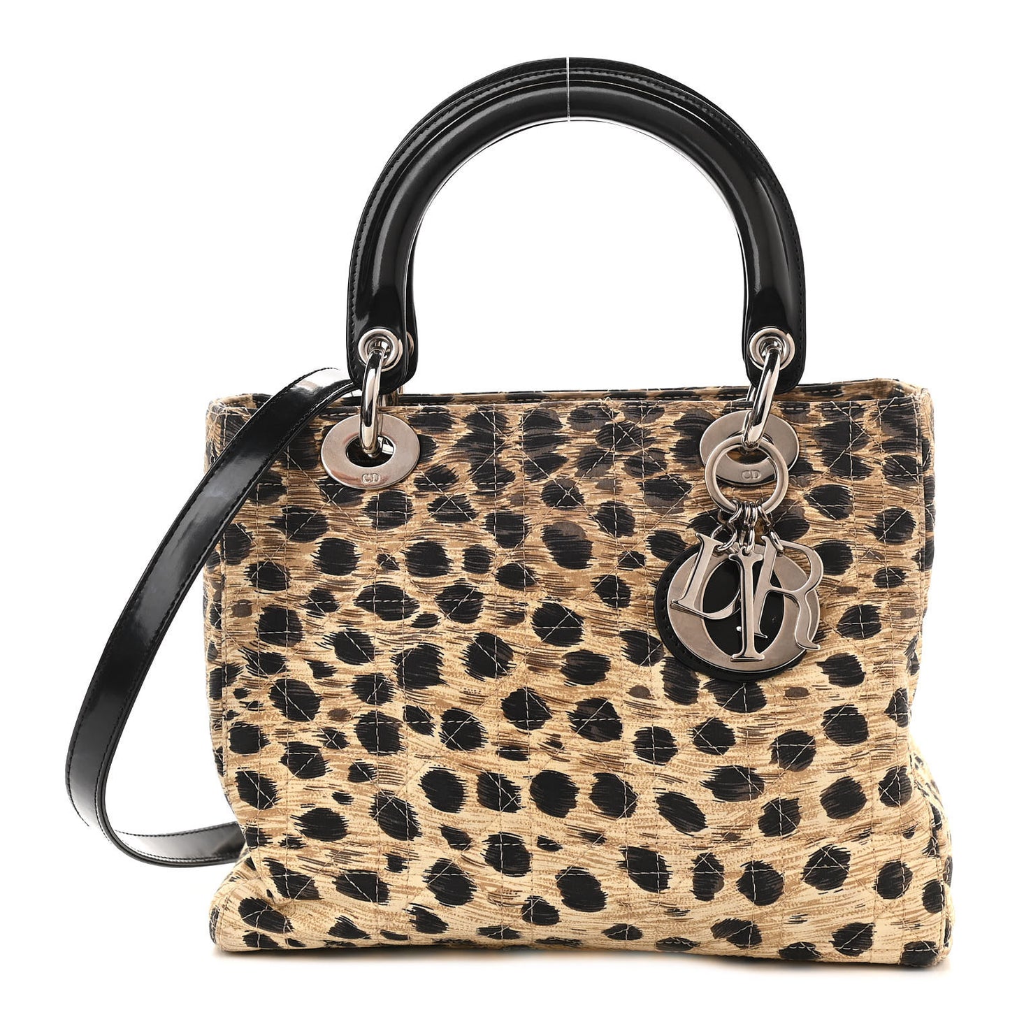 Canvas Leopard Print Medium Lady Dior