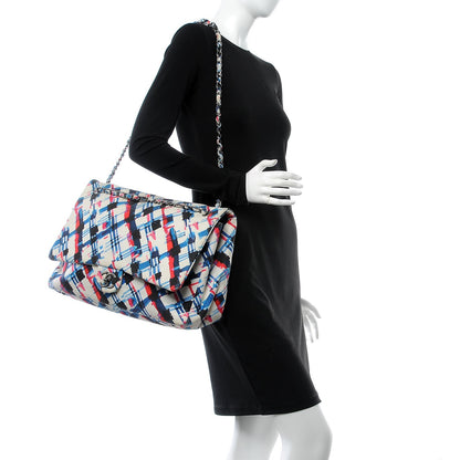Chanel Canvas Printed XXL Travel Flap Bag White Blue Red Black 2 of 15