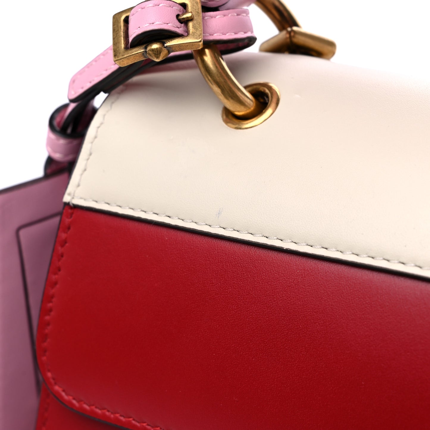 Calfskin Sylvie Web Small Queen Margaret Top Handle Bag Blue Agata Hibiscus Red Mystic White Sugar Pink