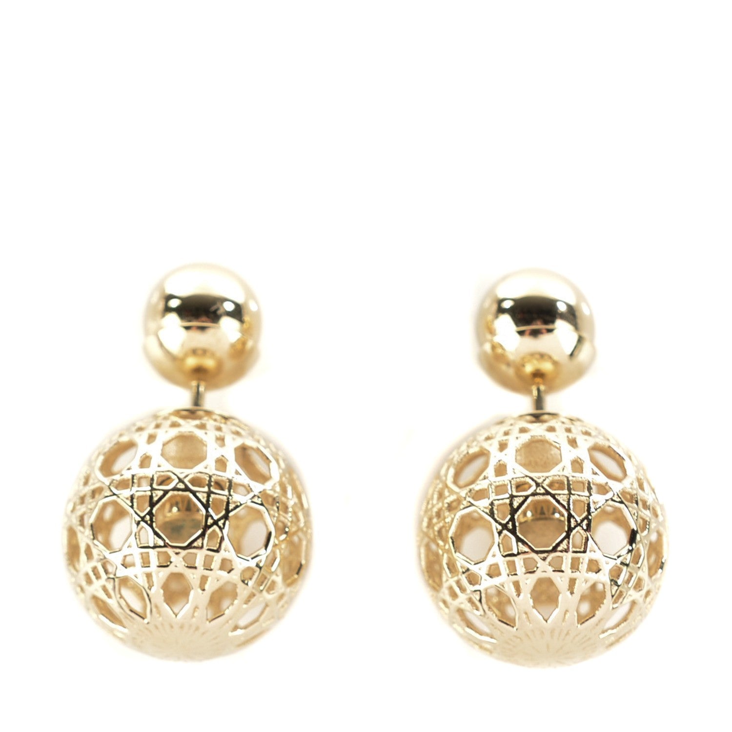 Christian Dior Cannage Mise En Dior Tribal Earrings Gold 1 of 5