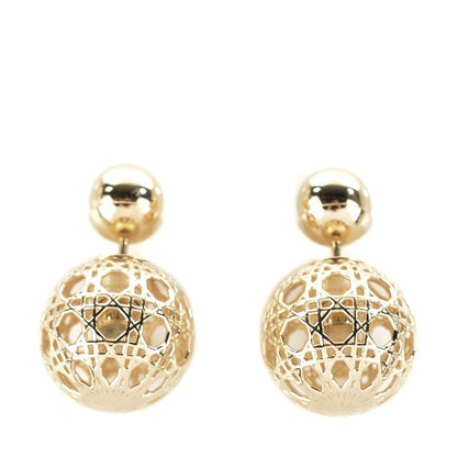 Christian Dior Cannage Mise En Dior Tribal Earrings Gold 1 of 5