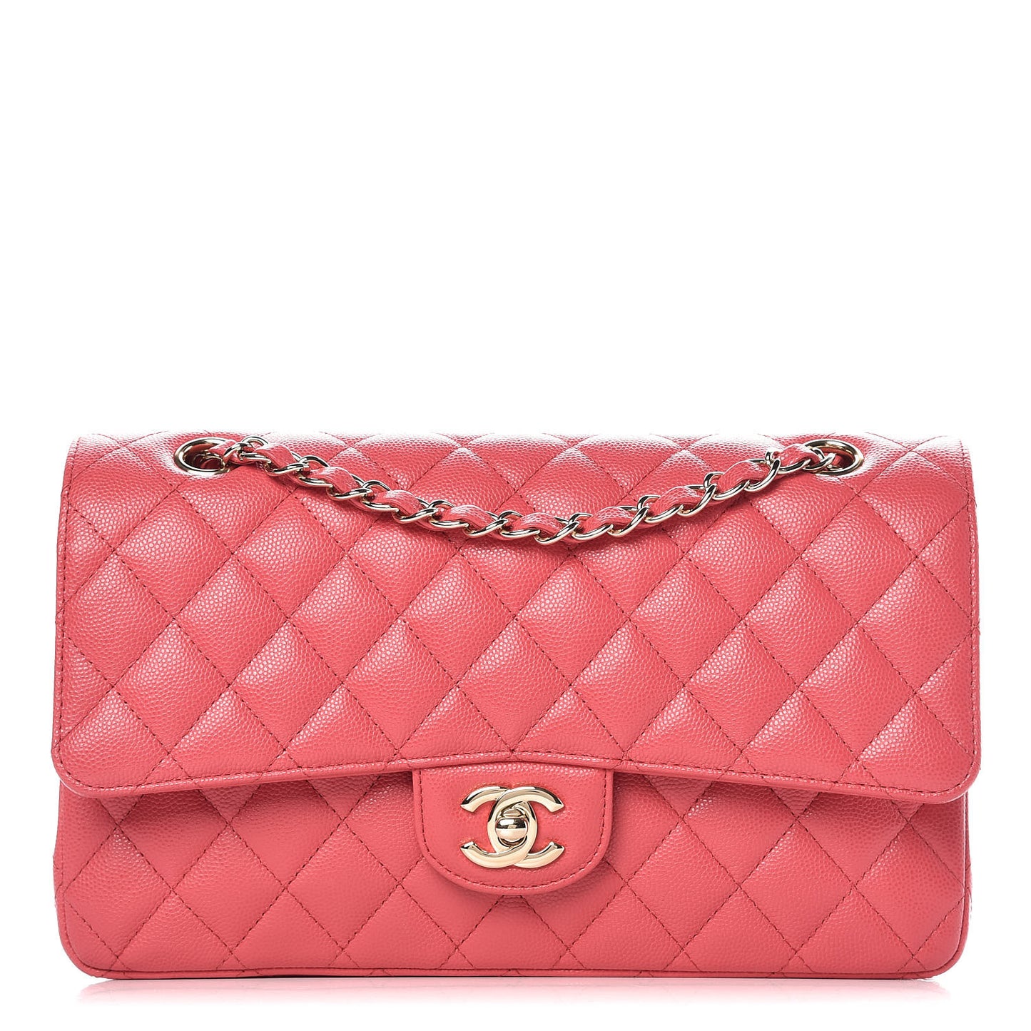 Caviar Quilted Medium Double Flap Dark Pink