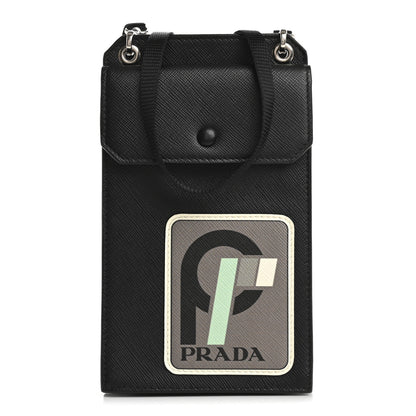 Prada Saffiano Racing Logo Patch Mini Bag Black 1 of 17