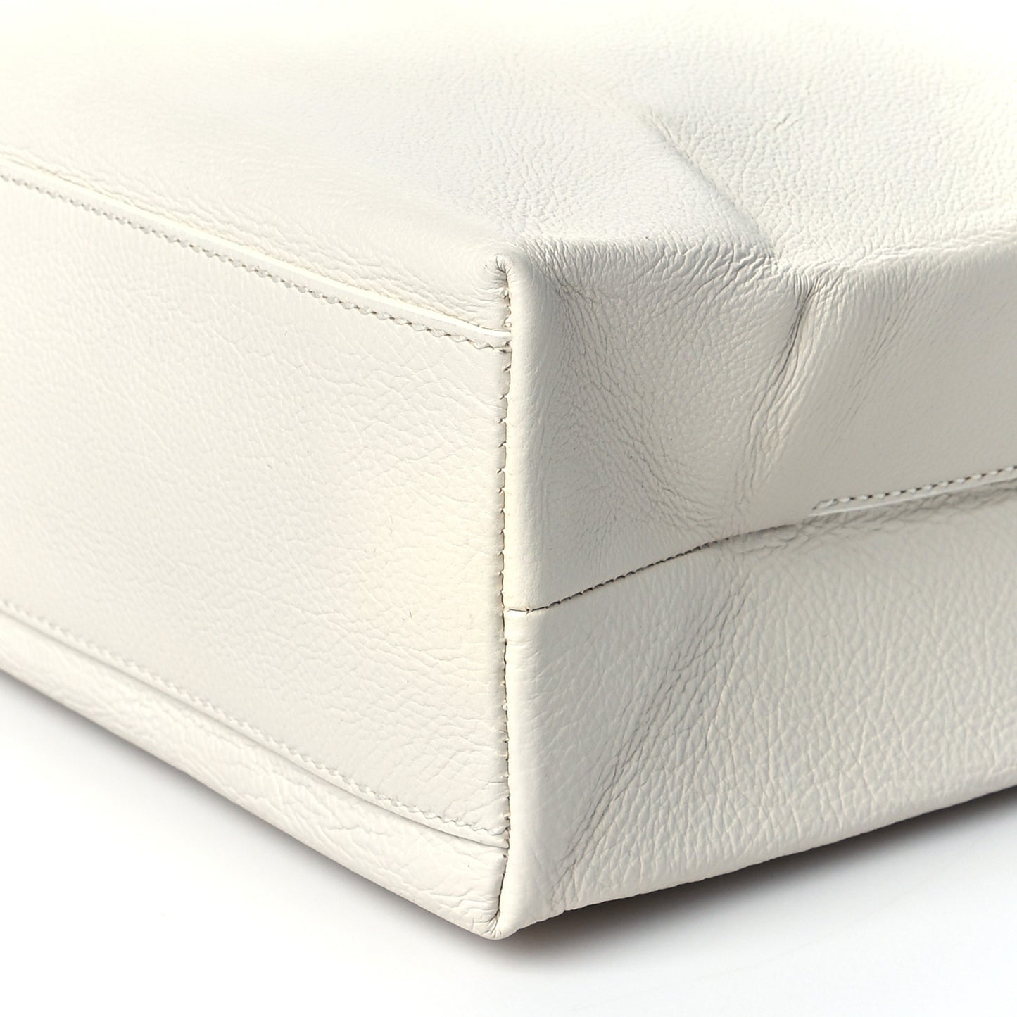 Calfskin Medium Logo North South Shopping Tote White