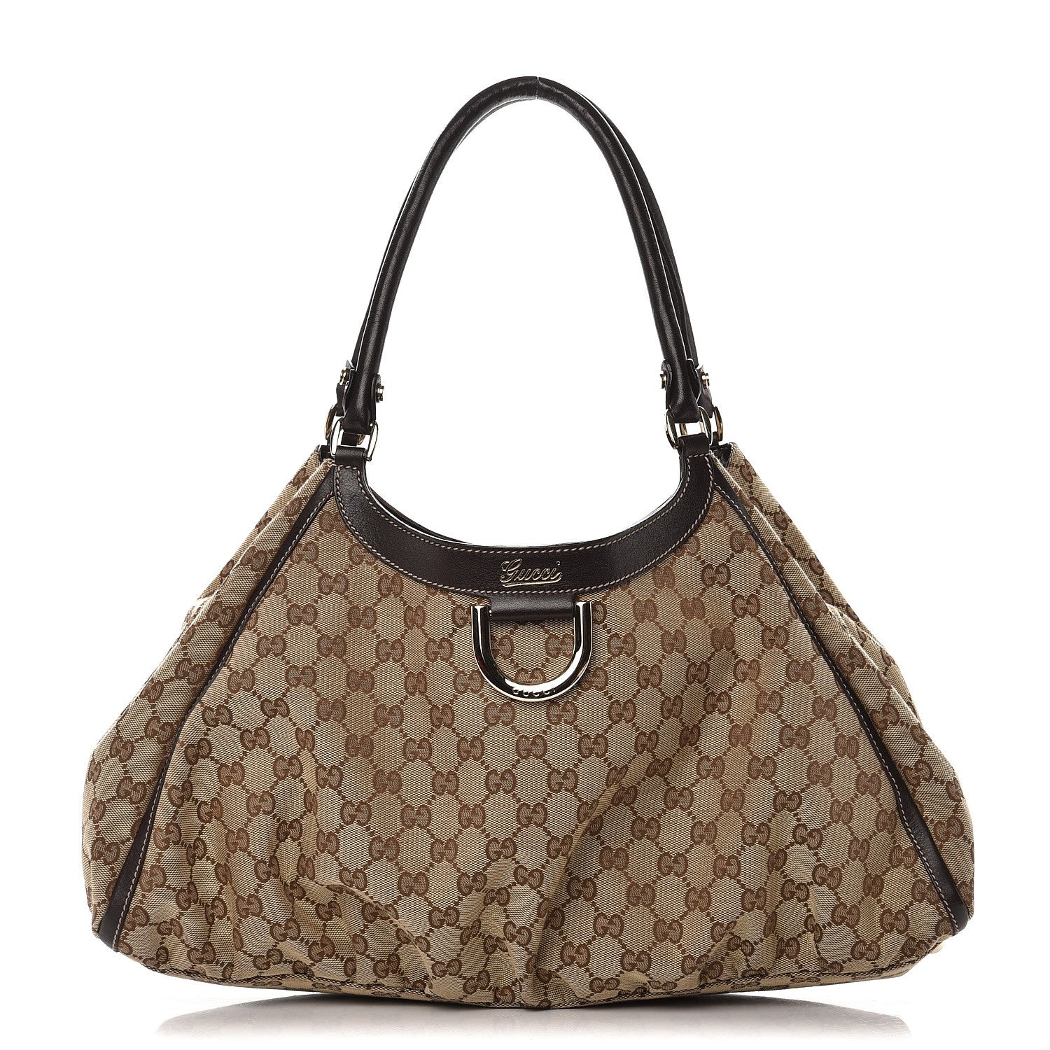 Gucci Monogram Large D Gold Hobo Dark Brown 1 of 11