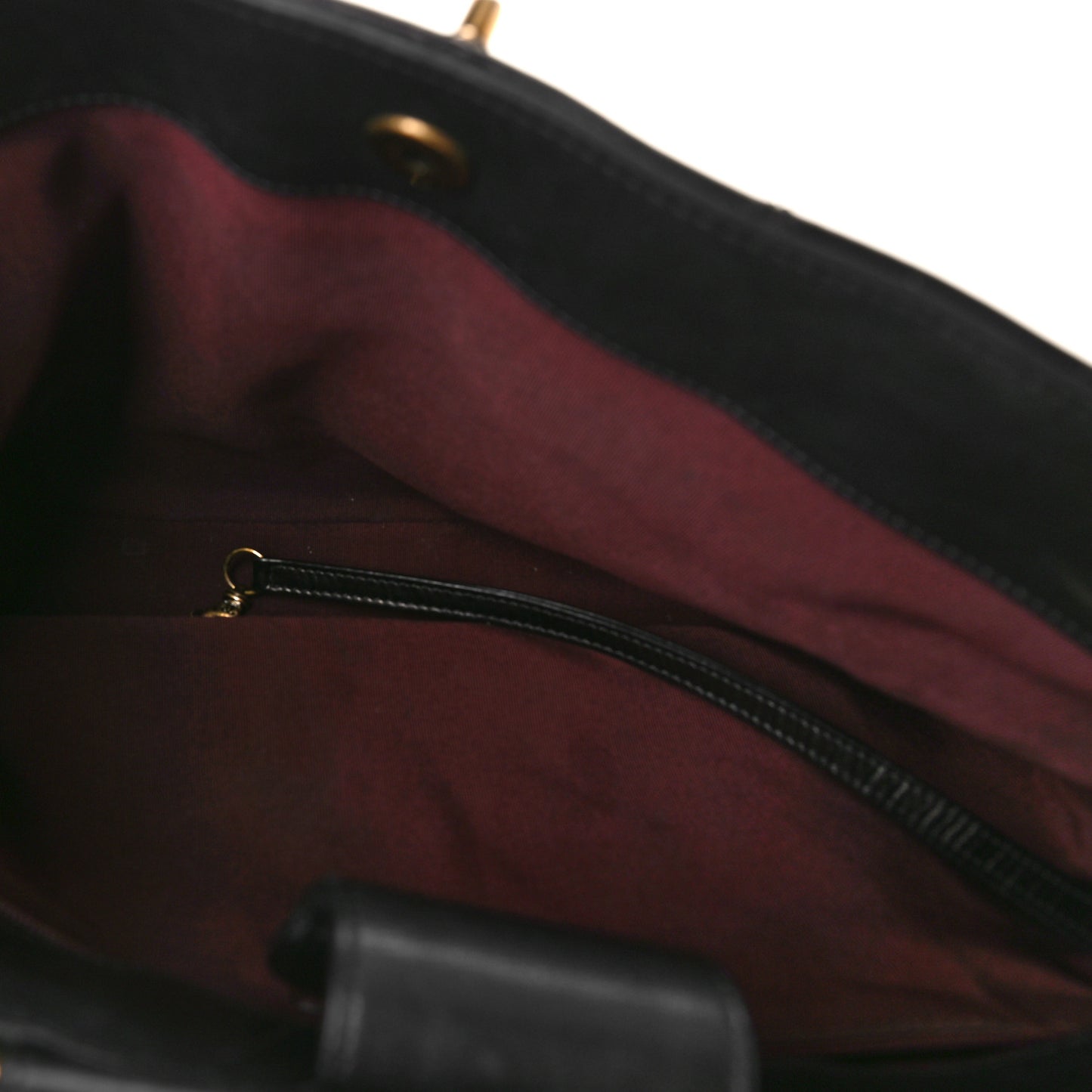 Glazed Calfskin Quilted Gold Bar Tote Black
