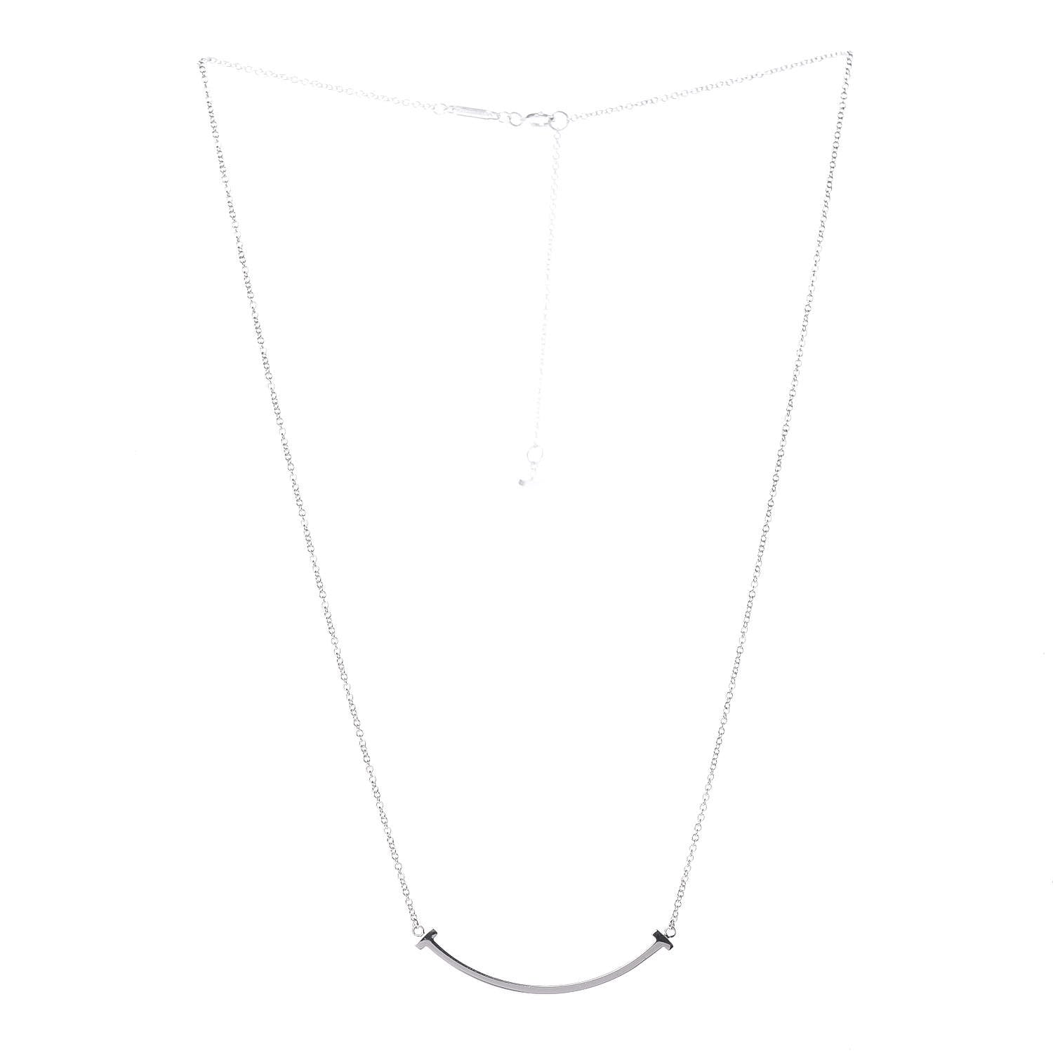Tiffany 18K White Gold Small T Smile Pendant Necklace 3 of 6