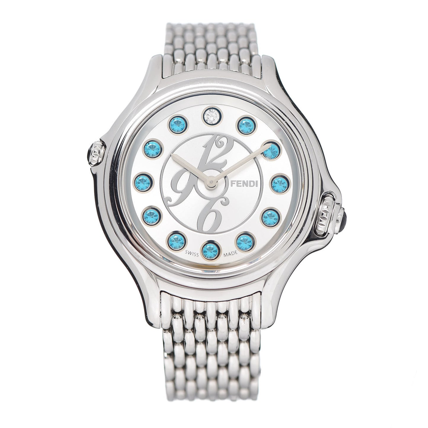 Stainless Steel Diamond Topaz 33mm Crazy Carats Quartz Watch