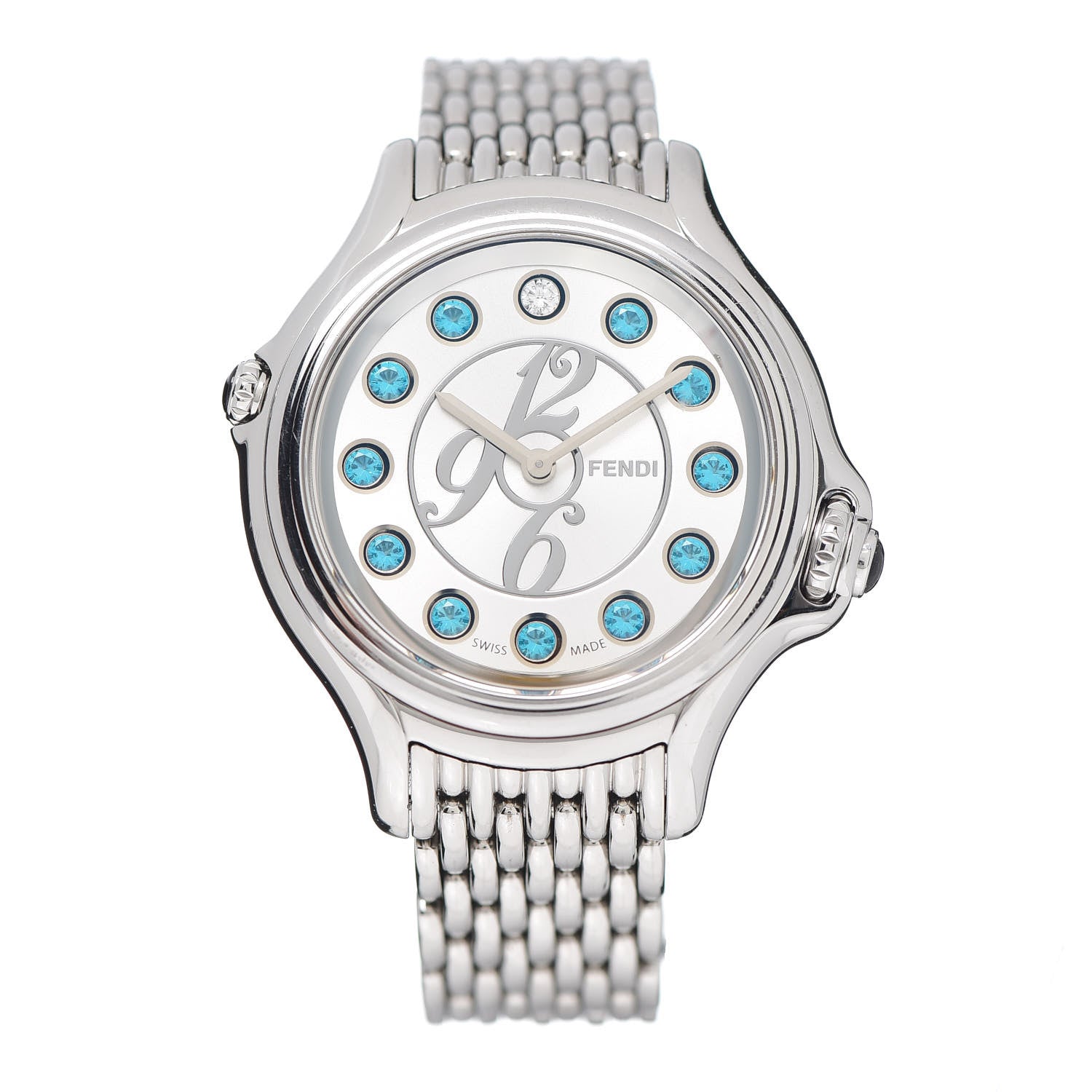 Fendi Stainless Steel Diamond Topaz 33mm Crazy Carats Quartz Watch 1 of 8