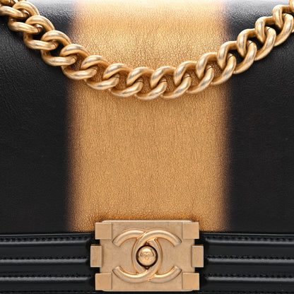 Chanel Metallic Glazed Calfskin Medium Boy Flap Black Gold 8 of 11
