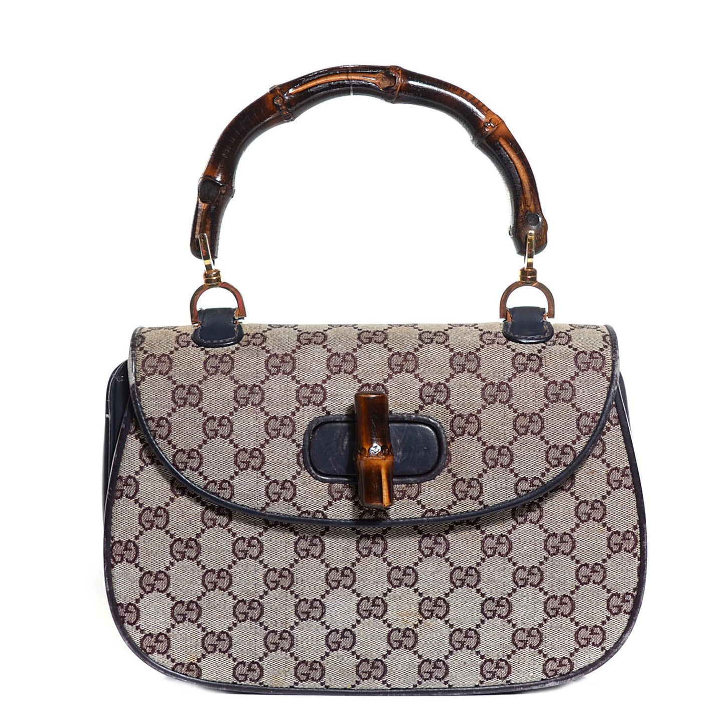 Monogram Bamboo Medium Top Handle Bag Navy