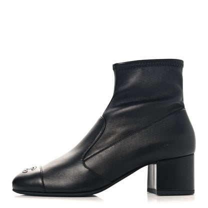Chanel Stretch Lambskin Cap Toe CC Uniform Short Boots 38 Black 1 of 9