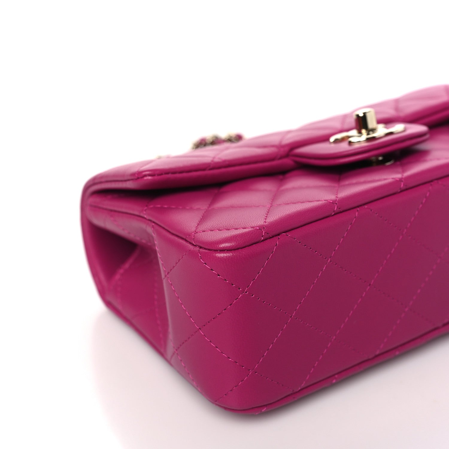 Chanel Lambskin Quilted Mini Top Handle Rectangular Flap Fuchsia 9 of 11