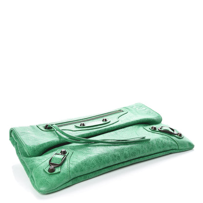 Balenciaga Agneau Classic Hardware Envelope Clutch Vert Poker 5 of 10
