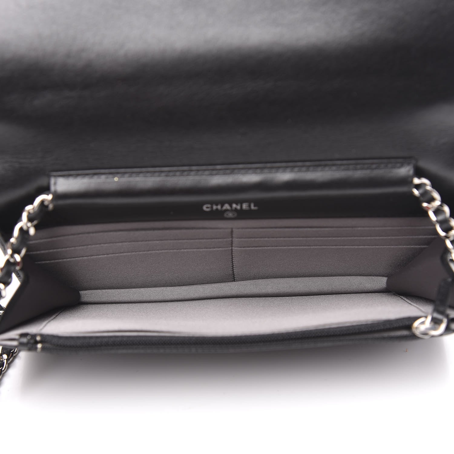 Chanel Lambskin Studded CC Wallet On Chain WOC Black 5 of 12