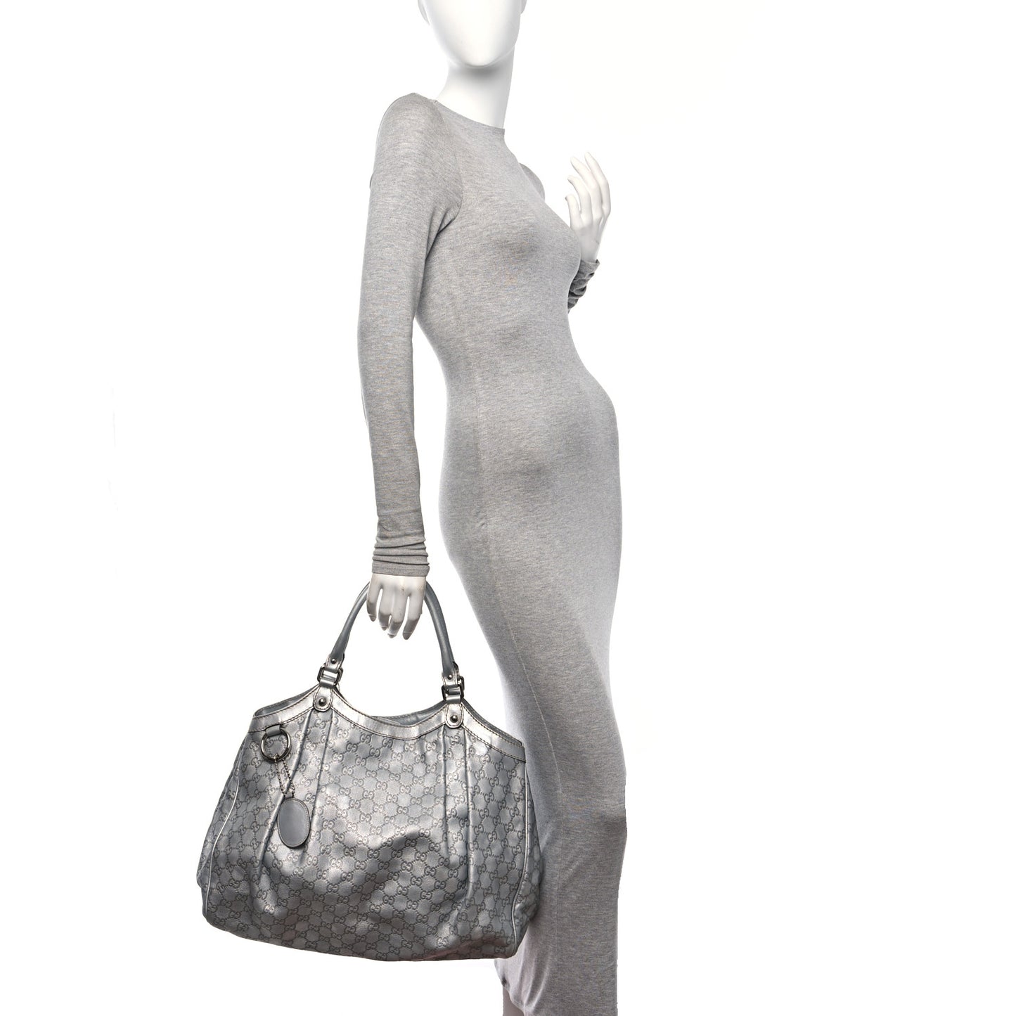 Guccissima Large Sukey Tote Silver