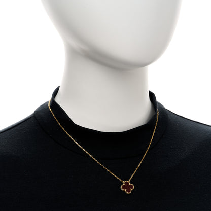 Van Cleef & Arpels 18K Yellow Gold Carnelian Vintage Alhambra Pendant Necklace 2 of 4