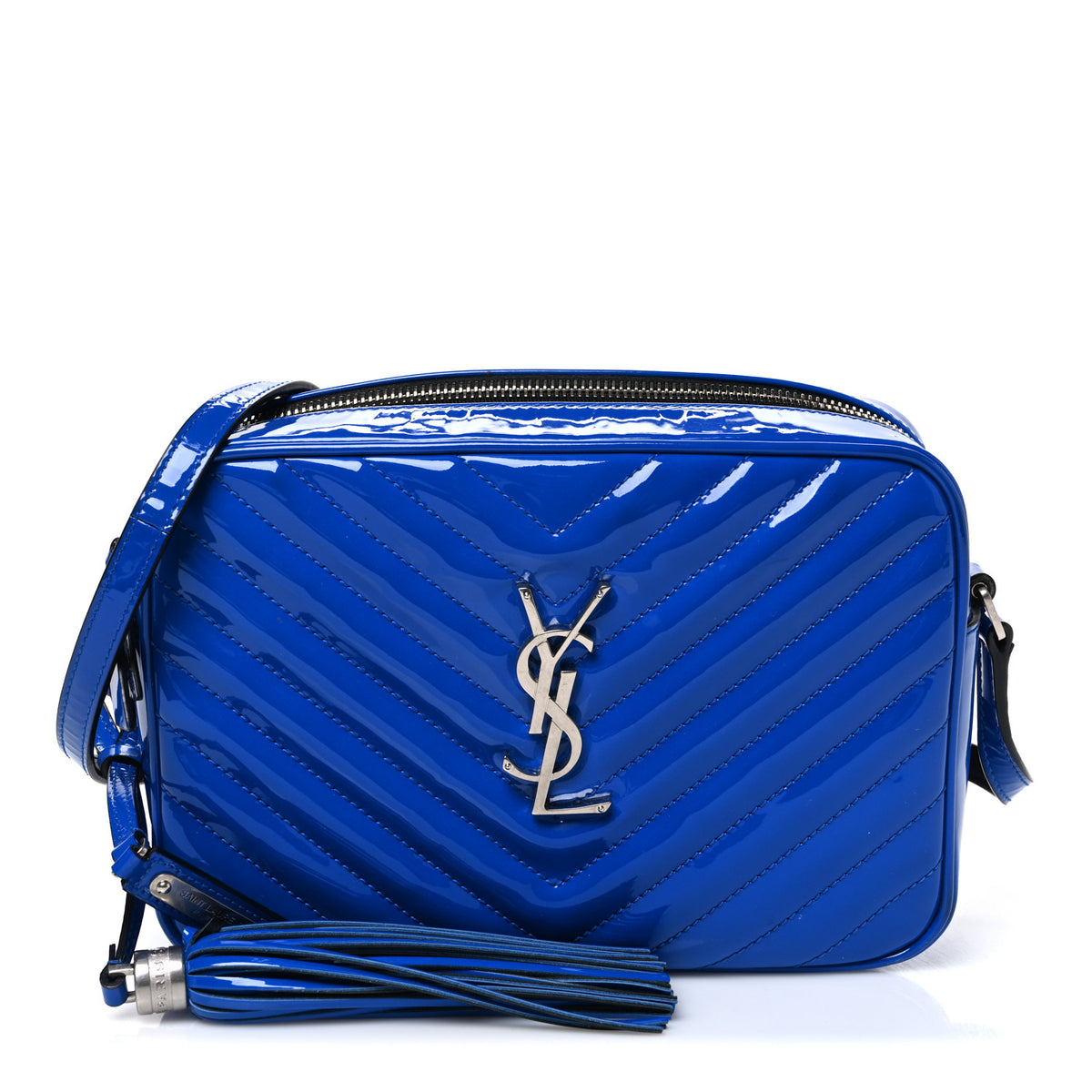 Patent Calfskin Matelasse Monogram Lou Camera Bag Royal Blue