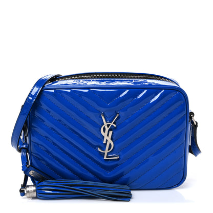 Saint Laurent Patent Calfskin Matelasse Monogram Lou Camera Bag Royal Blue 1 of 10