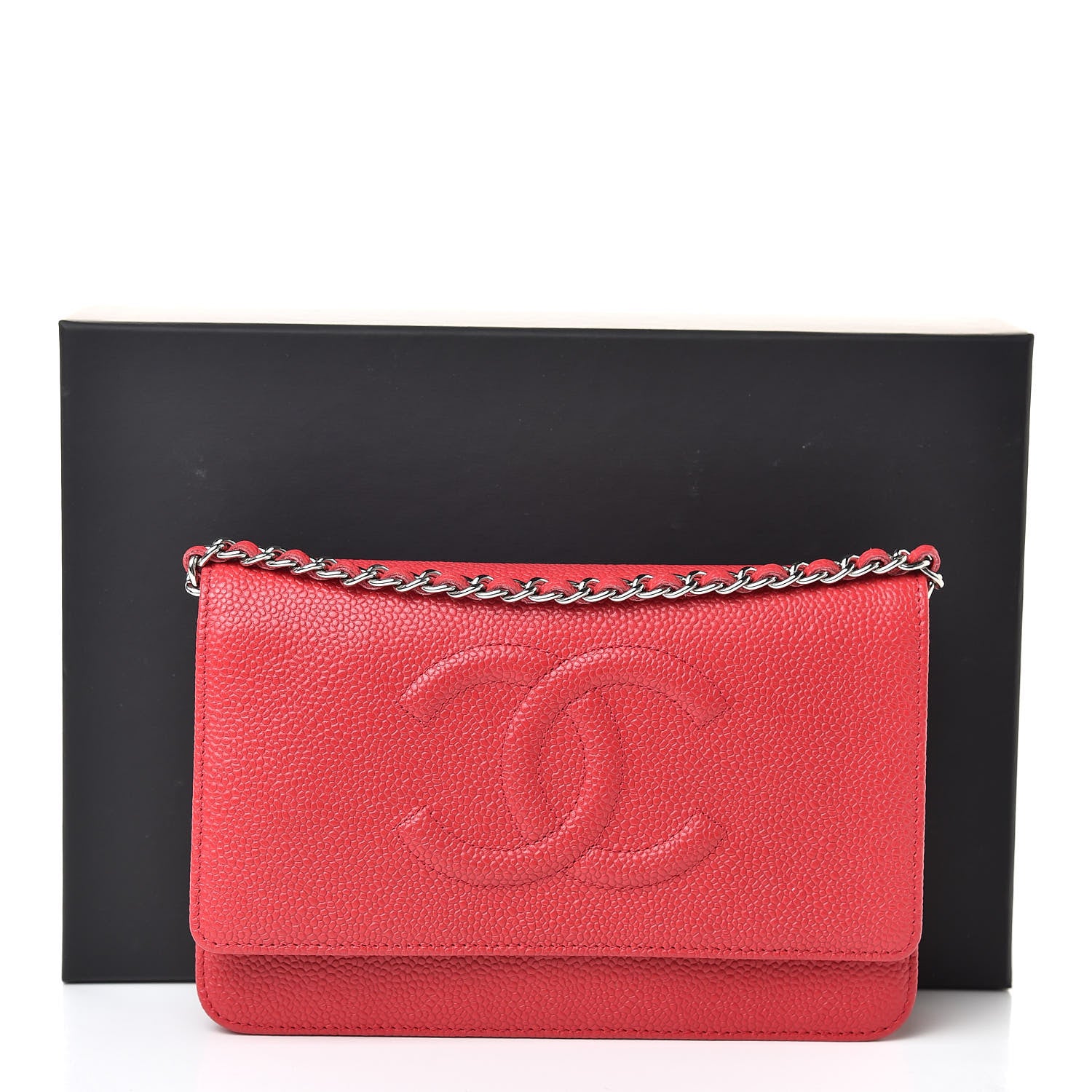 Chanel Caviar Timeless CC Wallet On Chain WOC Red 12 of 12