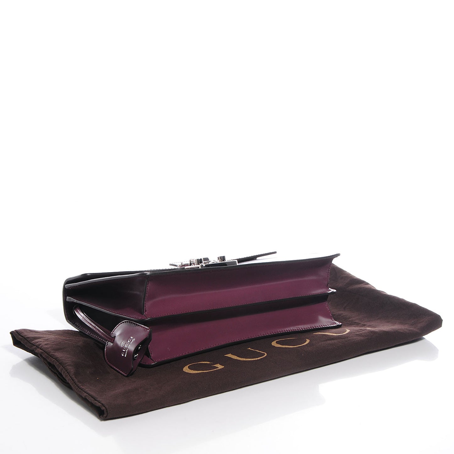 Regent Calfskin Small Lady Lock Briefcase Clutch Red Orchid