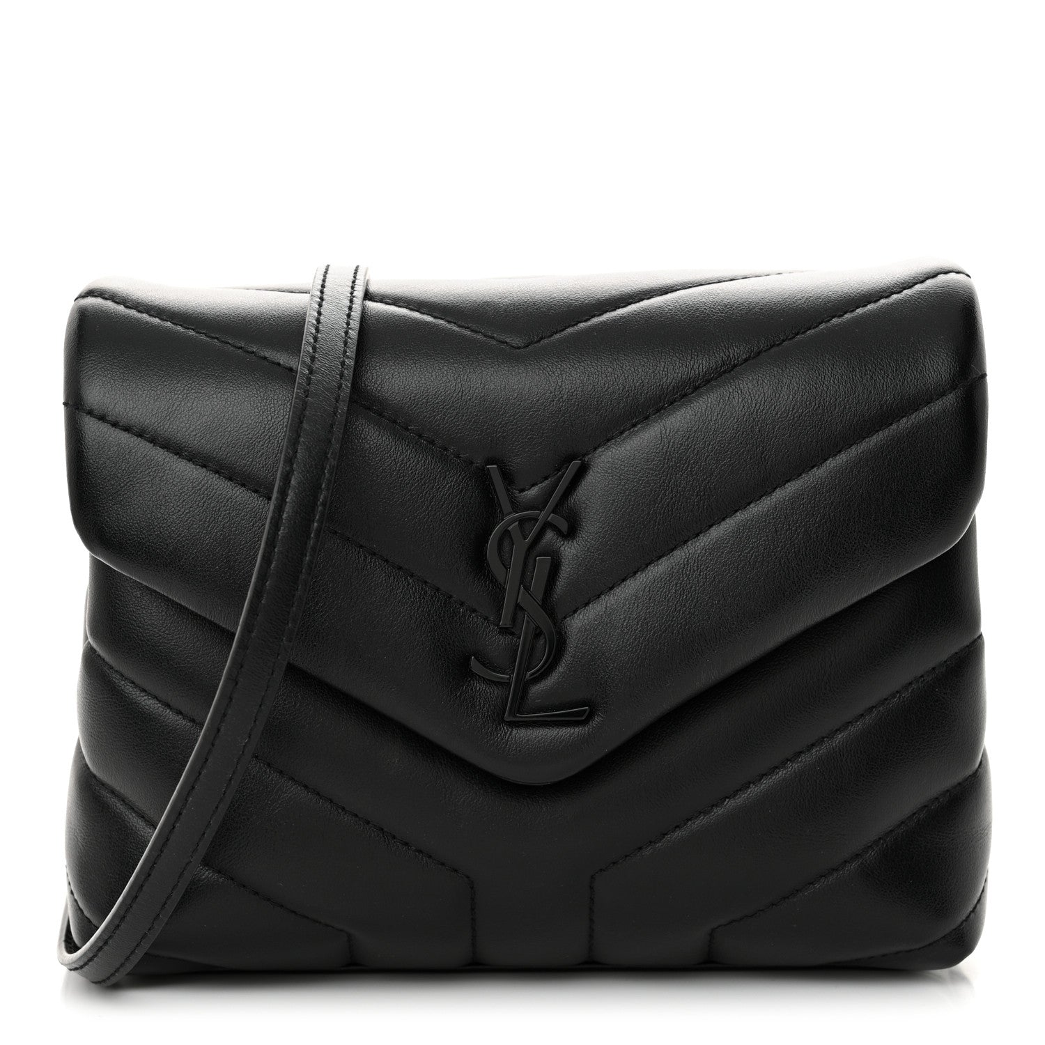Saint Laurent Calfskin Y Quilted Monogram Monochrome Toy Loulou Crossbody Bag Black 1 of 10
