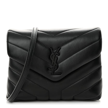 Saint Laurent Calfskin Y Quilted Monogram Monochrome Toy Loulou Crossbody Bag Black 1 of 10