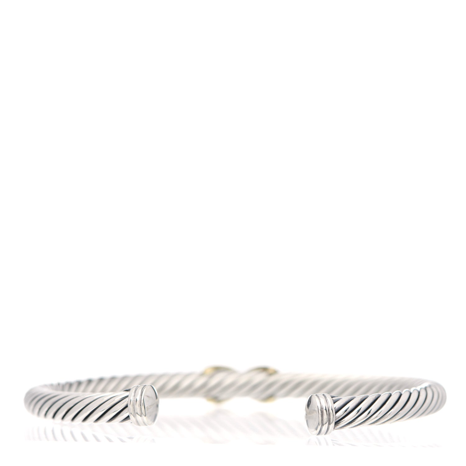 David Yurman Sterling Silver 14K Yellow Gold 5mm X Station Cable Bracelet 2 of 4