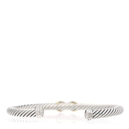 David Yurman Sterling Silver 14K Yellow Gold 5mm X Station Cable Bracelet 2 of 4