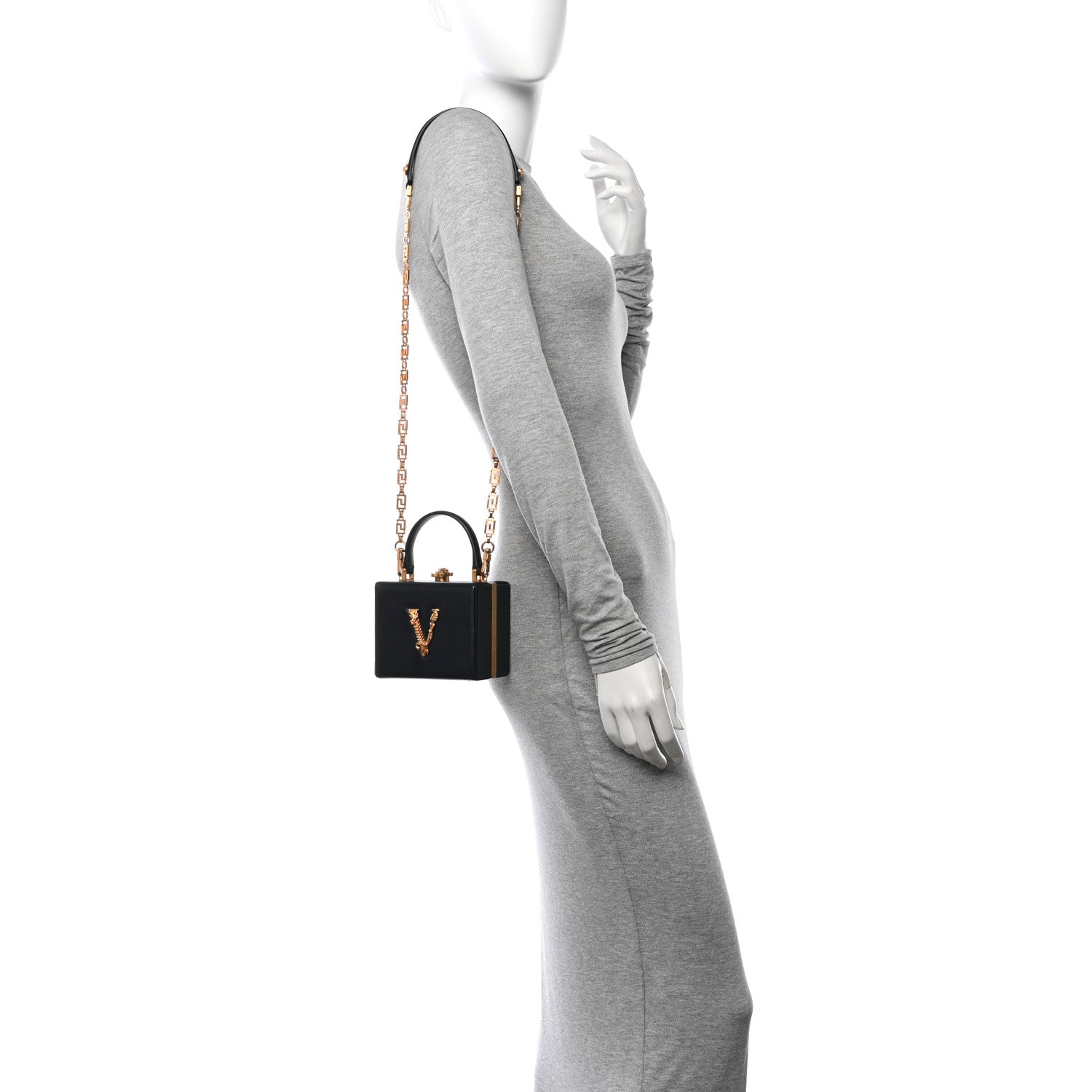 Versace Saffiano Virtus Square Shoulder Bag Black 2 of 10