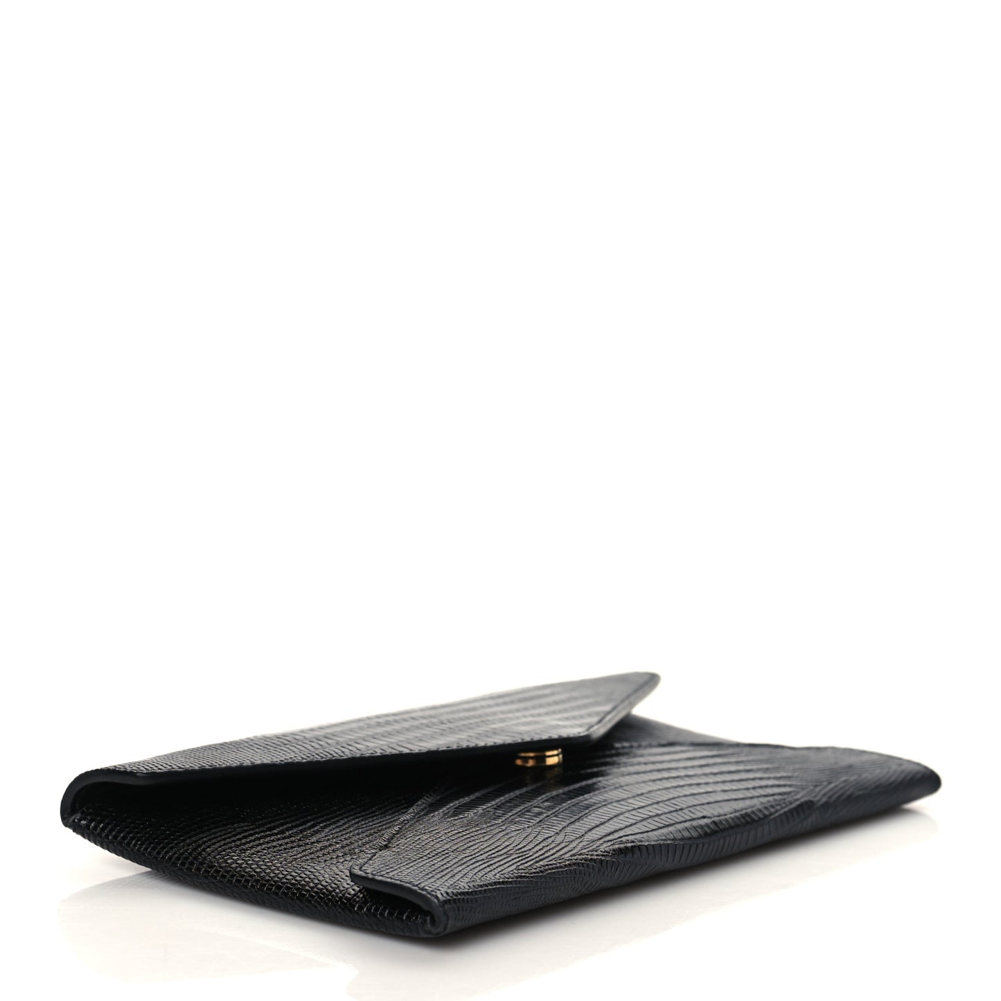 Calfskin Lizard Embossed Paloma Monogram Clutch Black