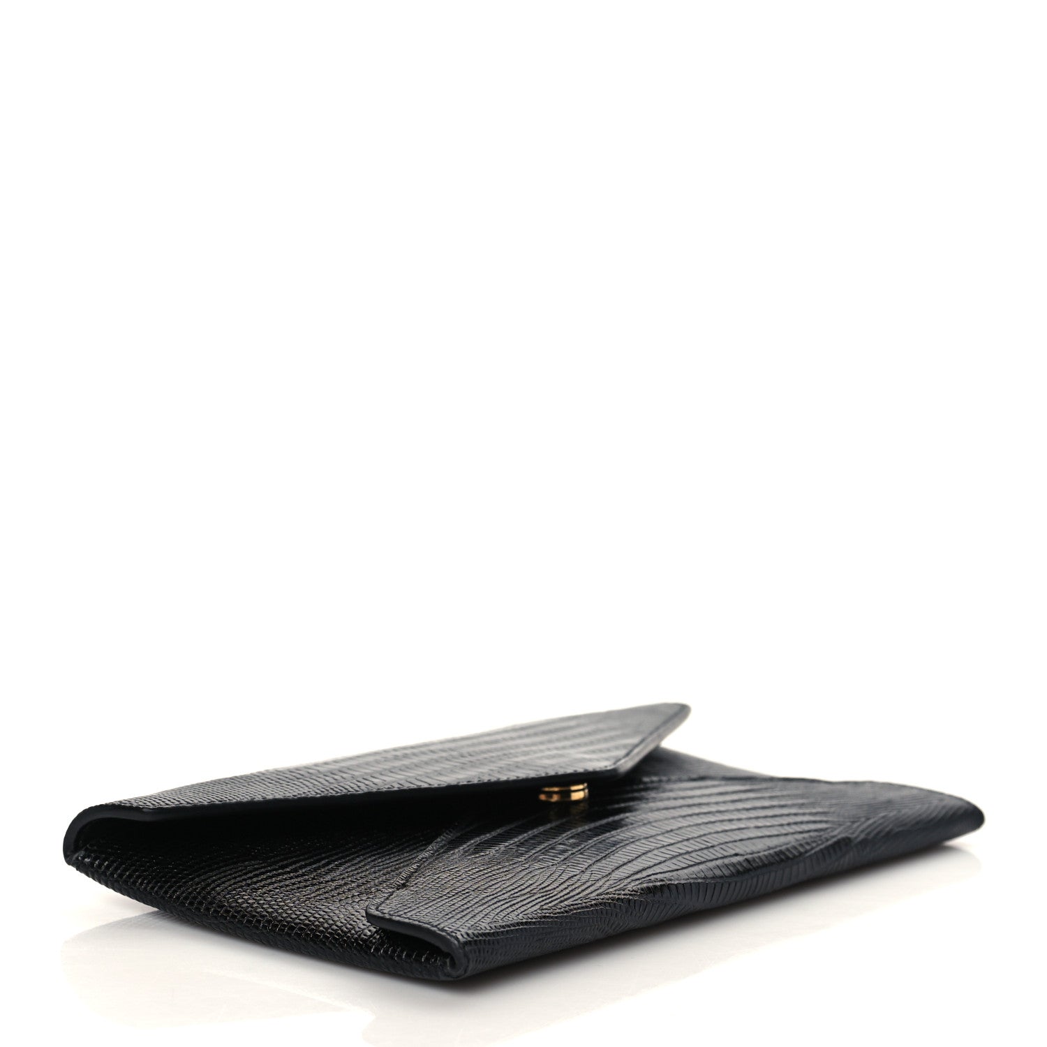 Saint Laurent Calfskin Lizard Embossed Paloma Monogram Clutch Black 4 of 7