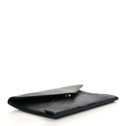 Saint Laurent Calfskin Lizard Embossed Paloma Monogram Clutch Black 4 of 7