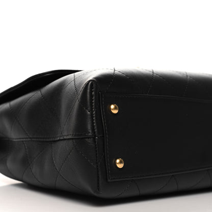 Chanel Calfskin Stitched Maxi Flap Top Handle Black 9 of 10