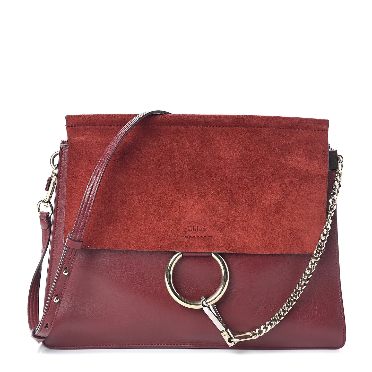 Calfskin Suede Medium Faye Shoulder Bag Plum Purple