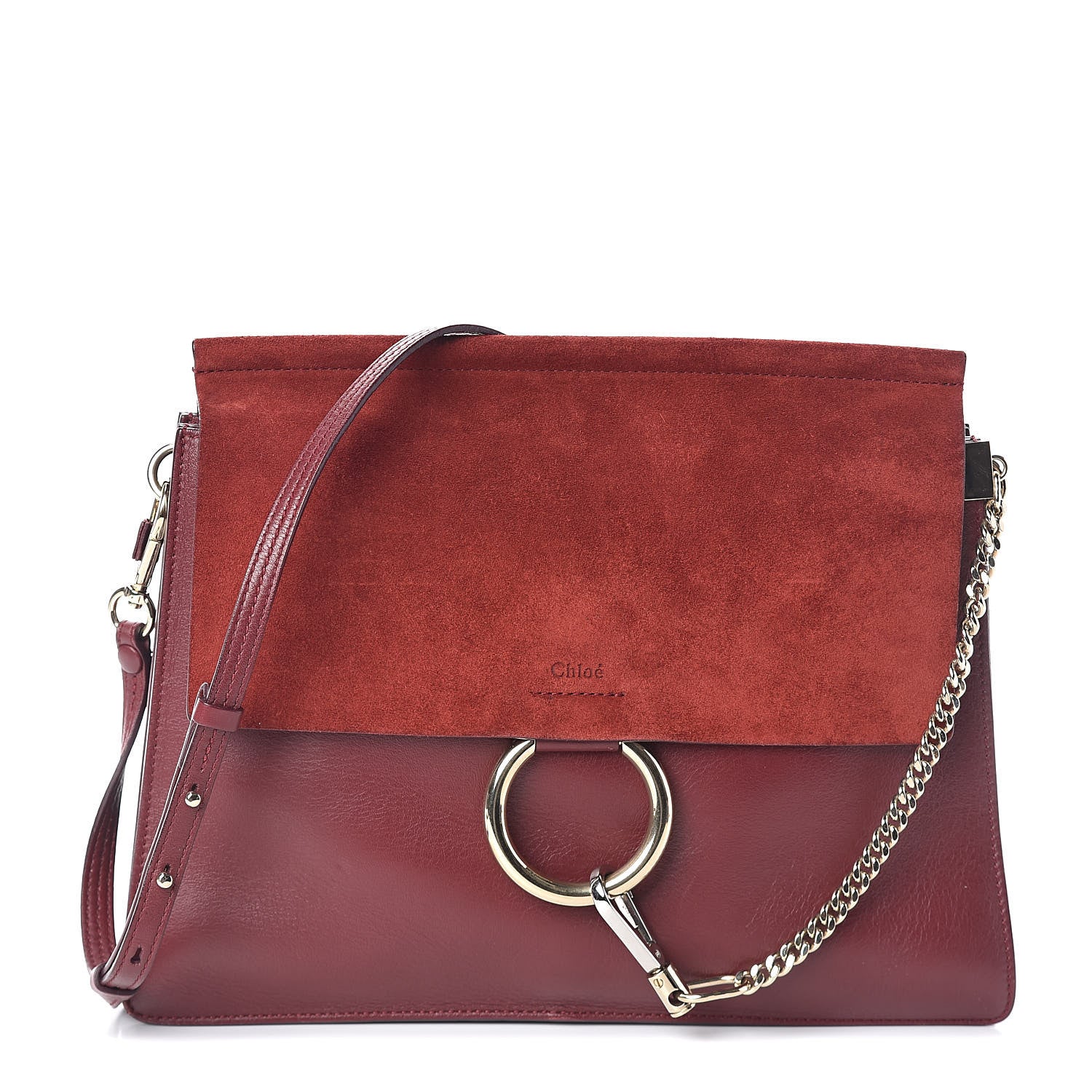 Chloe Calfskin Suede Medium Faye Shoulder Bag Plum Purple 1 of 12