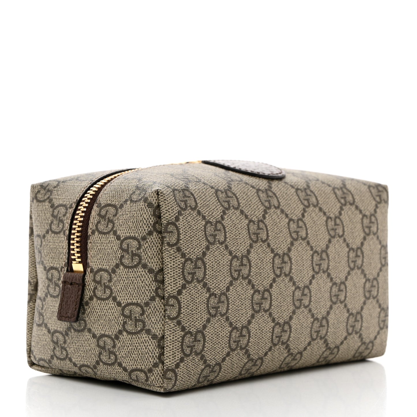 Soft GG Supreme Monogram Calfskin Medium Ophidia Cosmetic Case Beige Ebony New Acero