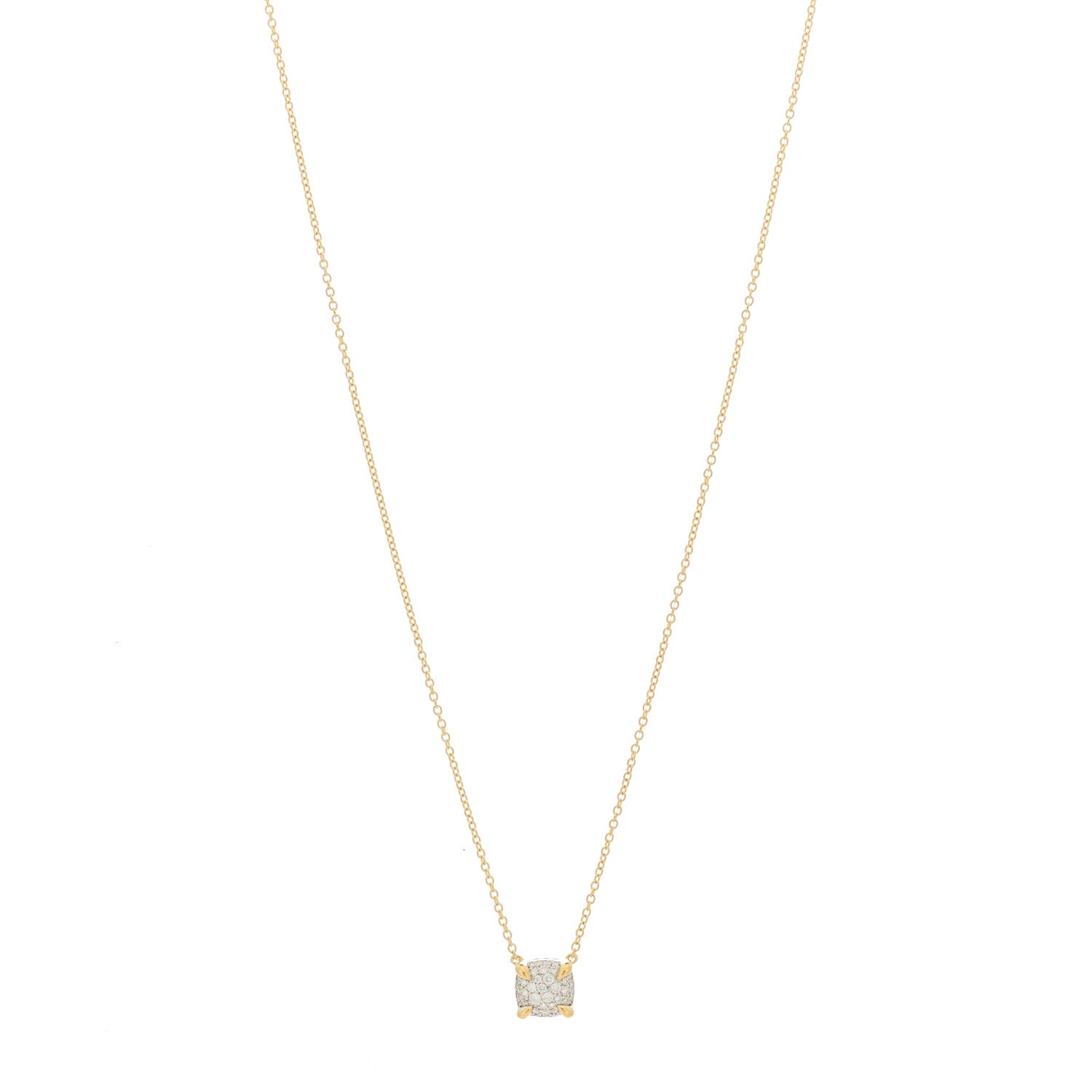 David Yurman 18K Yellow Gold Diamond 7mm Petite Chatelaine Pave Pendant Necklace 1 of 4