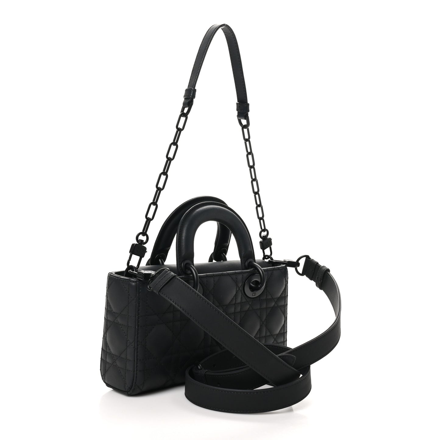 Ultra Matte Calfskin Cannage Medium Lady D-Joy Black