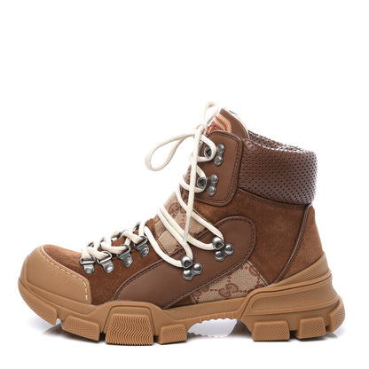 Gucci X SEGA Suede Calfskin GG Monogram Womens Flashtrek High-Top Sneakers 38 New Cuir Beige Ruggine 1 of 9